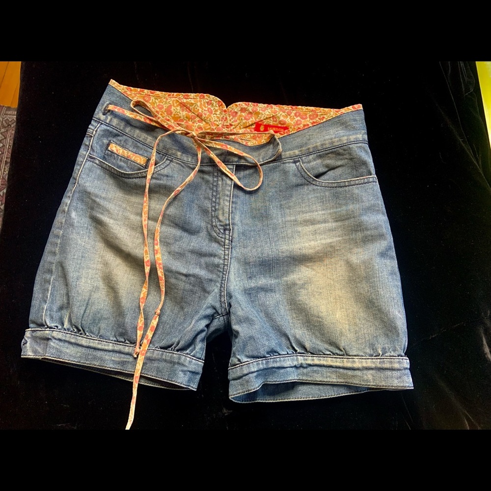 MANOUSH darling sexy flower denim string shorts